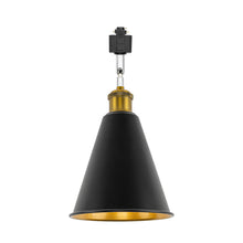 Load image into Gallery viewer, Rotatable Tilt Adjusted Track Head Light Matte Brass Finish Base Cone Metal Black Outer Gold Inner Shade Retro Design