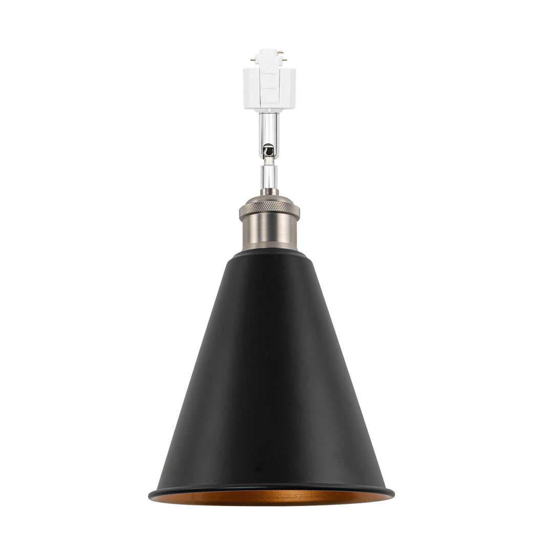 Rotatable Tilt Adjusted Track Head Light Matte Nickel Base Cone Metal Black Outer Gold Inner Shade Retro Design