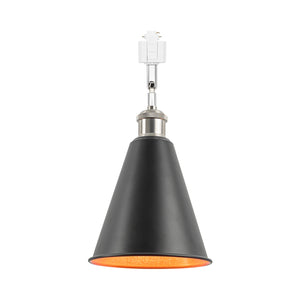 Rotatable Tilt Adjusted Track Head Light Bright Nickel Base Cone Metal Black Outer Gold Inner Shade Retro Design