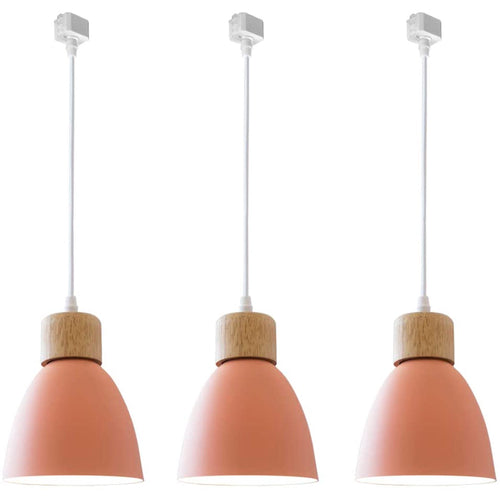 Track Pendant Lights Macaron Aluminum Pink Shade