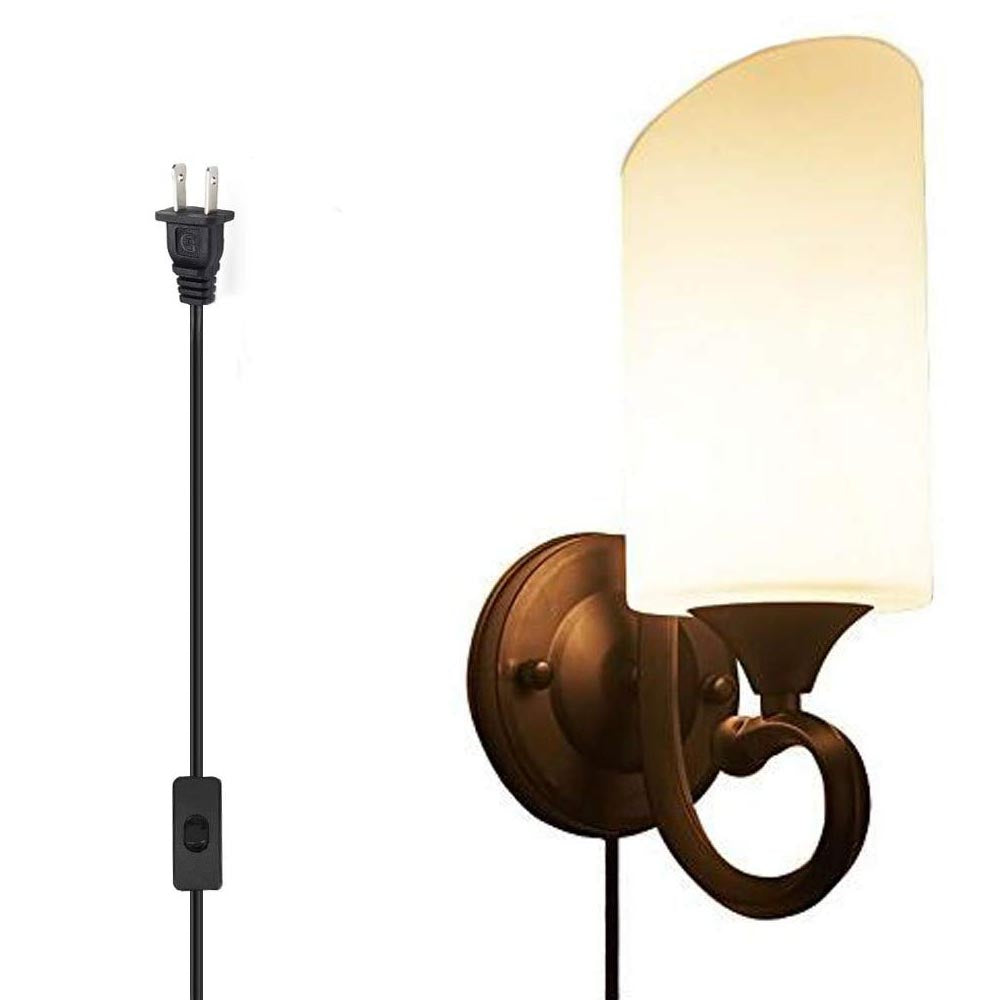 Retro Frosted Glass Plug in Wall Lamp