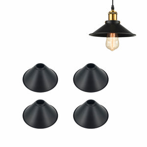 4-Pack 8.7" Iron Cone Lampshade Industrial Vintage Black Color