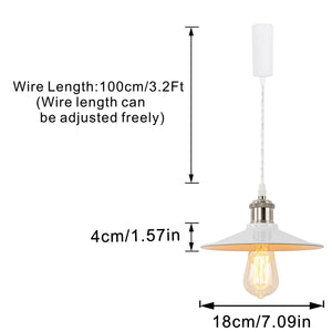 Track Pendant Lights Freely Adjustable White Metal Shade Bright Nickel Base Loft Hallway Lamp
