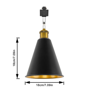 Rotatable Tilt Adjusted Track Head Light Matte Brass Finish Base Cone Metal Black Outer Gold Inner Shade Retro Design
