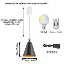 Load image into Gallery viewer, Rechargeable Battery Pendant Light Bright Nickel Base Metal Cone Shade Smart LED Bulbs With Remote