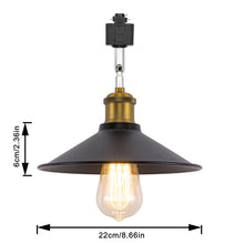 Load image into Gallery viewer, Rotating Tilt Adjusted Track Head Light Matte Brass Finish Base Black Cone Metal Shade Retro Design