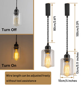 Track Pendant Lights Without Tool Freely Adjustable Cord Clear Glass Shade