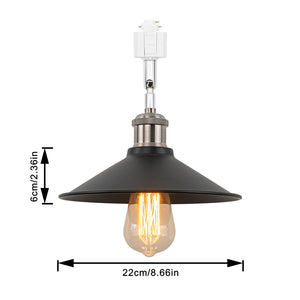 Rotating Tilt Adjusted Track Head Light Bright Nickel Base Black Cone Metal Shade Retro Design