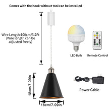 Load image into Gallery viewer, Rechargeable Battery Pendant Light  Matte Nickel Base Metal Cone Shade Smart LED Bulbs With Remote