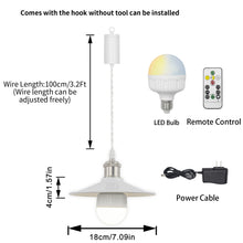 Load image into Gallery viewer, Rechargeable Battery Pendant Light Matte Nickel Base White Metal Shade Smart LED Bulbs With Remote
