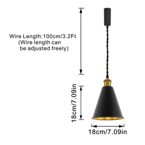 Track Pendant Lights Freely Adjustable Gold Inner Black Outer Metal Shade Matt Brass Finish Base Loft Hallway Lamp