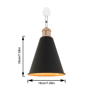 Rotatable Tilt Adjusted Track Head Light French Gold Base Cone Metal Black Outer Gold Inner Shade Retro Design