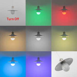 Rechargeable Battery Pendant Light Matte Nickel Base White Metal Shade Smart LED Bulbs With Remote