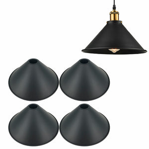 4-Pack 11.8" Iron Cone Lampshade Industrial Vintage Black Color