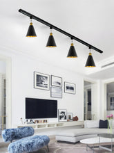 Load image into Gallery viewer, Rotatable Tilt Adjusted Track Head Light Matte Brass Finish Base Cone Metal Black Outer Gold Inner Shade Retro Design