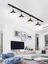 Load image into Gallery viewer, Rotating Tilt Adjusted Track Head Light Matte Brass Finish Base Black Cone Metal Shade Retro Design