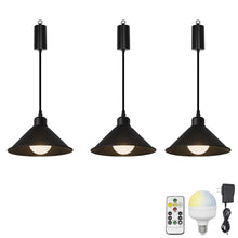 Load image into Gallery viewer, Rechargeable Battery Adjustable Cord Pendant Light Black Metal Shade Smart LED Bulbs with Remote Vintage Design