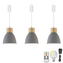 Load image into Gallery viewer, Rechargeable Battery Adjustable Cord Pendant Light Macaron Aluminum White Or Grey Shade Smart LED Bulbs with Remote