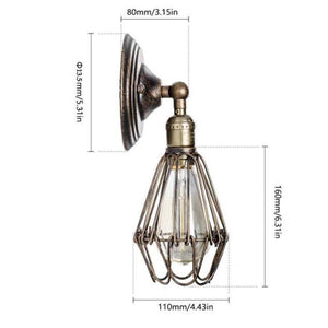Plug-in Bronze Edison Cage Antique Style Wall Lamp