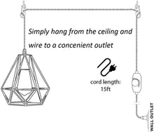 Load image into Gallery viewer, Plug in Rose Gold Wire Cage Hanging Light