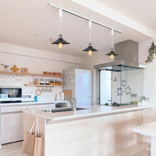 Load image into Gallery viewer, Track Pendant Lights Freely Adjustable Black Metal Shade Bright Nickel Base Loft Kitchen Sink Lamp