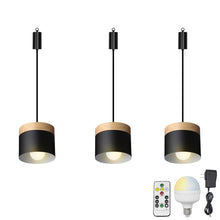 Load image into Gallery viewer, Rechargeable Battery Adjustable Cord Pendant Light Metal Shade Smart LED Bulbs with Remote