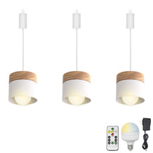 Load image into Gallery viewer, Rechargeable Battery Adjustable Cord Pendant Light Metal Shade Smart LED Bulbs with Remote