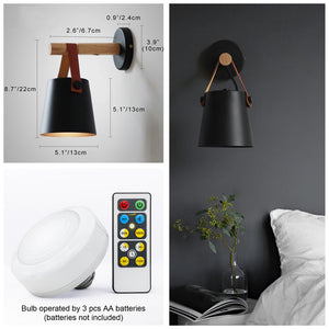 Battery Cordless Loft Remote Dimmable LED Wall Sconce 5.1" Black Barrel Shade