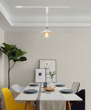 Load image into Gallery viewer, Track Pendant Lights Freely Adjustable White Metal Shade Bright Nickel Base Loft Hallway Lamp