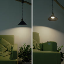 Load image into Gallery viewer, Wireless Battery Operated Pendant Light with Iron Cone Shade and Chain Black/White 1pc