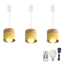 Load image into Gallery viewer, Rechargeable Battery Adjustable Cord Pendant Light Metal Shade Smart LED Bulbs with Remote