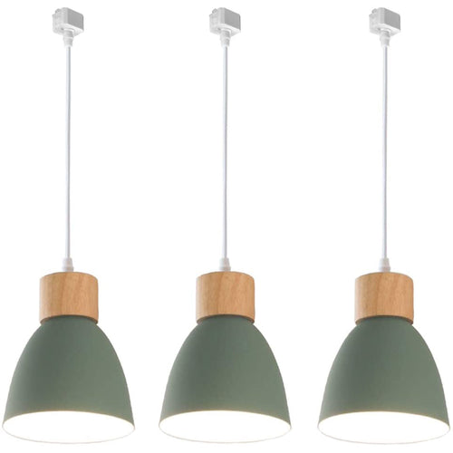 Track Pendant Lights Macaron Aluminum Dark Green Shade