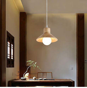 Track Light Pendant Wooden Cone Shade Fixture