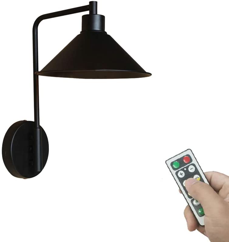 Battery Wireless Industrial Retro Gooseneck Stem  Wall Sconce Remote Dimmable LED
