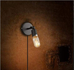 Plug-in Black Metal Industrial Wall Sconce
