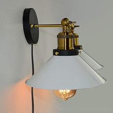 Load image into Gallery viewer, Double Lights Retro Industrial Style White Lampshade Plug in Wall Sconces