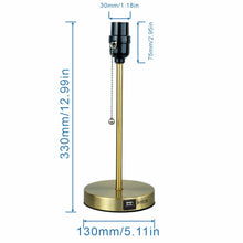 Load image into Gallery viewer, Table Lamp Base with USB Port Brushed Steel Stick Accent with Pull Chain