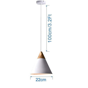 Battery Wireless Wood White Ceiling Pendent Light with Smart Bulb and Remote