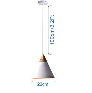 Battery Wireless Wood Metal Modern Ceiling Pendent Light with Smart Bulb and Remote