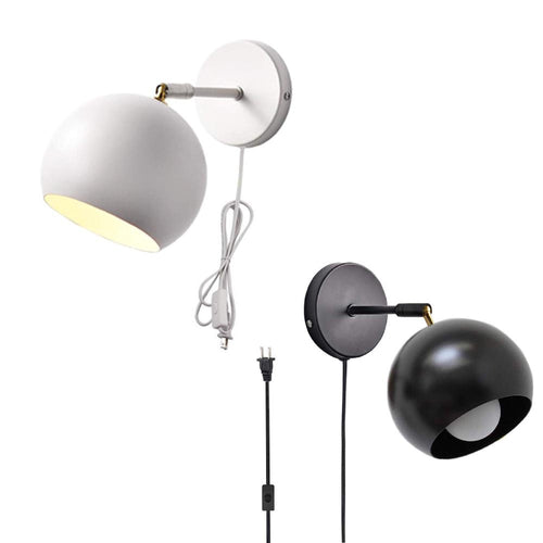 Eyeball Metal Plug-in Wall Sconce Light Black/White