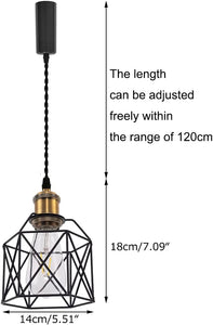 Track Pendant Lights Freely Adjustable Cord Hollow Metal Cage Shade