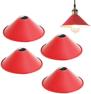4-Pack 8.7" Metal Bulb Guard Iron Cone Light Holder Colourful Decorative Lamp Shade Macaron Red