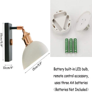 Battery Wireless Modern Industry White Wall Sconce Remote Dimmable LED