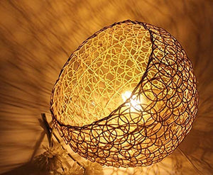Rattan Hollow Lampshade Retro Bird's Nest Shade Plug-in Pendant Lamp
