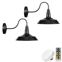 Load image into Gallery viewer, Battery Wireless Gooseneck Stem Wall Sconce Remote Dimmable LED 10&quot; Shade
