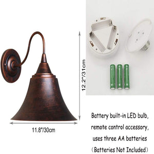 55 Lumens Battery Wireless Lust Metal Shade Retro Wall Sconce Remote Dimmable LED