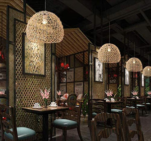 Rattan Hollow Lampshade Retro Bird's Nest Shade Plug-in Pendant Lamp