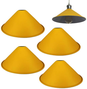 4-Pack 10.2" Metal Bulb Guard Iron Cone Light Holder Colourful Decorative Lamp Shade Macaron Yellow