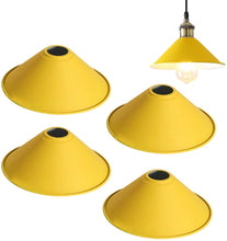Load image into Gallery viewer, 4-Pack 8.7&quot; Metal Bulb Guard Iron Cone Light Holder Colourful Decorative Lamp Shade Macaron Yellow
