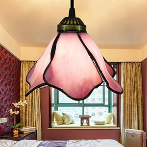 Track Pendant Lights Mediterranean Style Pink Flower Shade